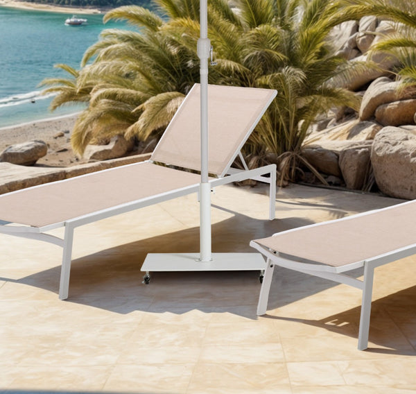 Meridian Furniture Belize Steel Outdoor Umbrella Base with Wheels and Feet for Freestanding Patio Stability White 349White