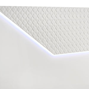 English Elm Pierce Queen Bed White High Gloss LED Headboard Diamond Panel Modern Platform Bed with Halo Lighting B062S01368