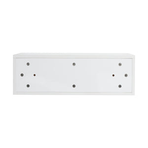 English Elm 72" Freestanding Bathroom Vanity With Resin Sink & Side Cabinet - Modern Glossy White Design, Ample Storage Options W999S00437