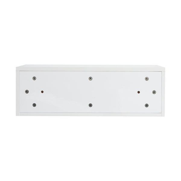 English Elm 72" Freestanding Bathroom Vanity With Resin Sink & Side Cabinet - Modern Glossy White Design, Ample Storage Options W999S00437