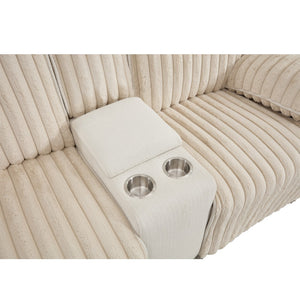English Elm Manual Reclining Corduroy Loveseat Wall Hugger with Cup Holders for Home Theater W3900S00001