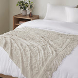 Madison Park Chloe BOHO 100% Cotton Tufted Chenille Lightweight Throw With Fringe Tassel 50" x 60" MP50N-5512 Grey