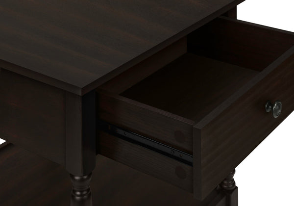 English Elm Accent Square Two-Tier Table with Grooved Top and Turned Legs, Compact Nightstand with Shelf, Brown Veneer Walnut 28 L x 25 W x 8 H B2710P219483