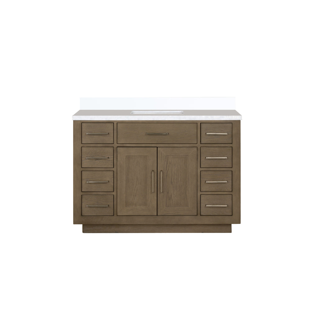 English Elm Grey Oak Single Bath Vanity 48" W X 22" D With Cultured Marble Top - Modern, Durable & Stylish Design B2731P257705