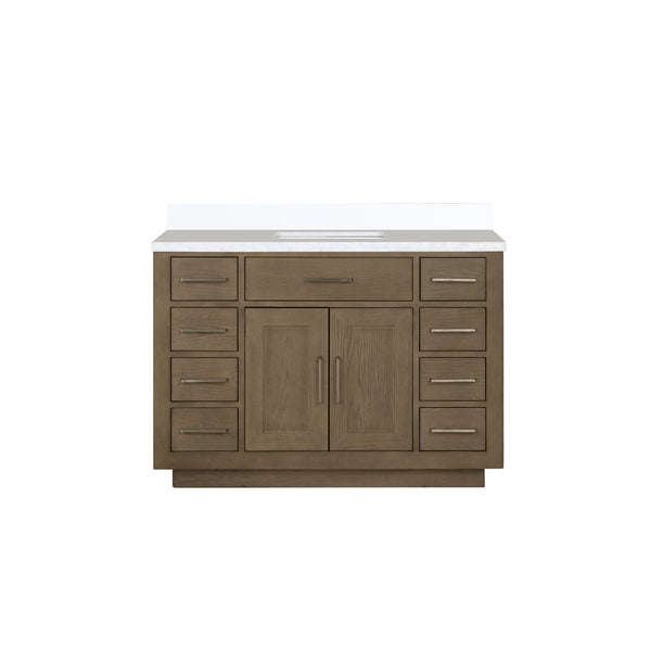 English Elm Grey Oak Single Bath Vanity 48" W X 22" D With Cultured Marble Top - Modern, Durable & Stylish Design B2731P257705