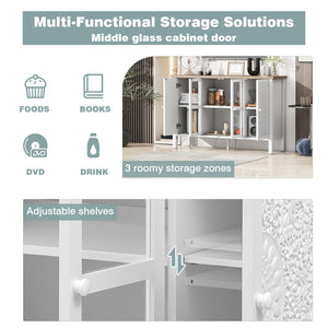 English Elm Vibe 47.2'' Retro Tv Stand For 43" Tvs - Stylish Media Console With Glass Doors & Secure Storage Solution N724P233371K-GIGA