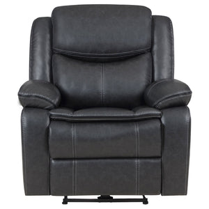English Elm Salerno Faux Leather Power Recliner Club Chair with Usb Port and Accent Stitching Dark Grey B062P451790