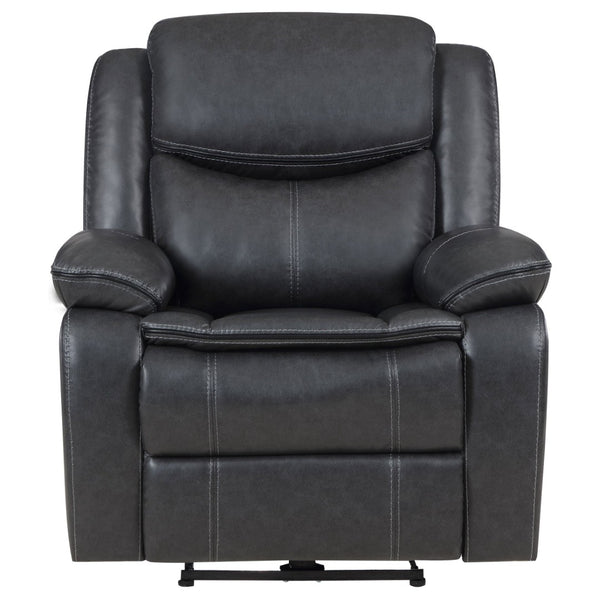 English Elm Salerno Faux Leather Power Recliner Club Chair with Usb Port and Accent Stitching Dark Grey B062P451790
