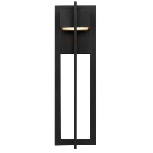English Elm 23 Inch Matte Black Integrated Led Outdoor Wall Sconce with Sand Blast Glass Diffuser B370P414032