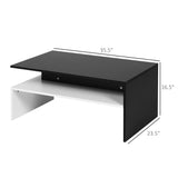 English Elm Homcom Modern Coffee Table, 2-Tier Rectangular Center Table With Storage Shelves For Living Room, Black/White