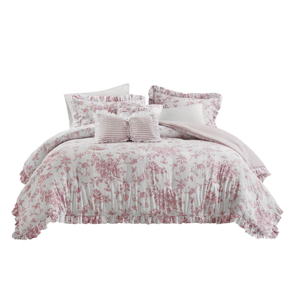 English Elm 5 Piece Full/Queen Comforter Set with Decorative Pillows - Soft Microfiber, Hypoallergenic, Cozy Layering Pink 16.54 L x 12.6 W x 7.09 H B035P381289