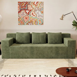 English Elm 71" Corduroy Tufted Loveseat with Deep Seat and Curved Back for Compact Living Spaces Antique Green W5571P440912