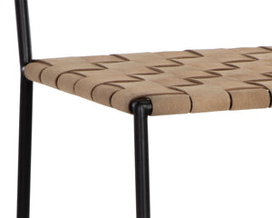 Sunpan Omari Elevated Bar Stool - Handcrafted Black Leather Weaved Seat with Stylish Iron Frame Design Suede Light Tan Leather