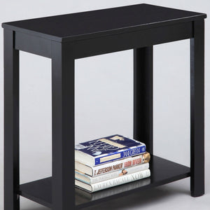 English Elm 24" Tall Wooden End Table In Elegant Black Finish - Versatile Rustic Accent For Any Room Décor B072115844
