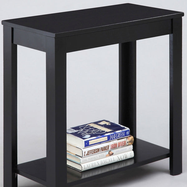 English Elm 24" Tall Wooden End Table In Elegant Black Finish - Versatile Rustic Accent For Any Room Décor B072115844