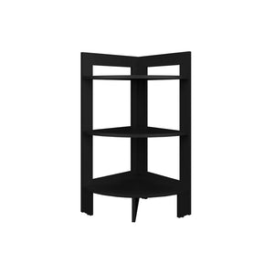 English Elm Corner Table Sharon Engineered Wood Black — Space-Saving 3-Tier Corner Shelf for Living Room Décor and Storage B092P238756