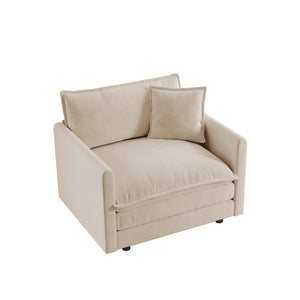 English Elm Comfy Deep Seat Chenille Armchair with Solid Wood Frame for Reading Lounging W714S00887