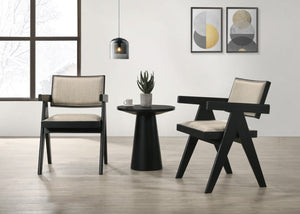 English Elm Jacopo Upholstered Arm Chair and Console Table Set Pedestal Base Ebony Wood B2749S00297