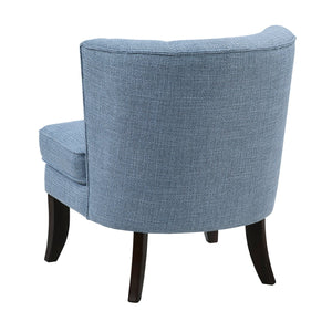 English Elm 1pc Modern Upholstery Button Tufted Accent Chair with Solid Wood Legs, Plush Cushioning for Living Rooms Blue 26.5 L x 28.5 W x 22.5 H B011P305017