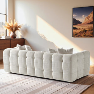 English Elm Melissa Channel Tufted Vegan Leather Sofa with Walnut Legs for Modern Living Rooms B183P423273