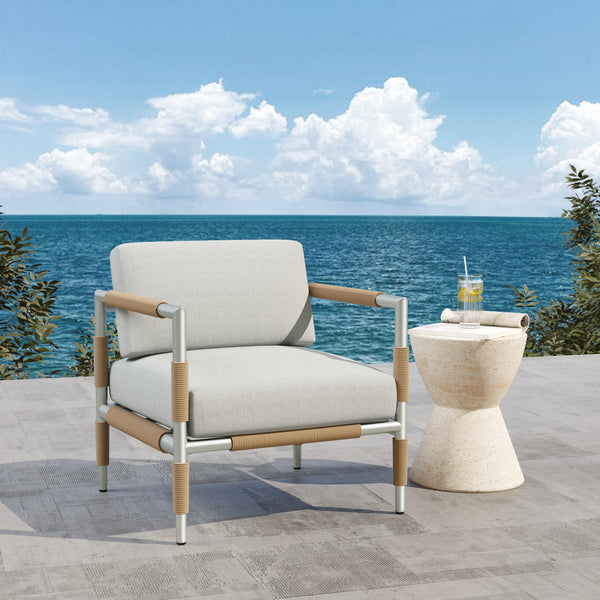 English Elm Christopher Knight Home® - Oriana Aluminum Outdoor Patio Armchair with Thick Cushions, Rust & UV Resistant Frame, 300 lb Capacity N773P211294G