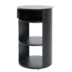 English Elm Christopher Knight Home® - Indoor 3-Tier Metal Round Side Table with Sliding Door Cabinet, Sturdy Iron, No-Assembly Modern Chic Matte Black N772P301522B