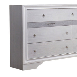 English Elm Transitional Six Drawer Dresser Gray Veneer Finish with Black Chamfered Legs Bedroom B056P416773