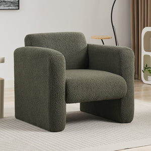 English Elm Modern Accent Chair Breathable Sherpa Upholstered Reading Armchair with Plush Cushion and Lumbar Support Seaweed Green 30 L x 25.75 W x 22.76 H WF325072AAG