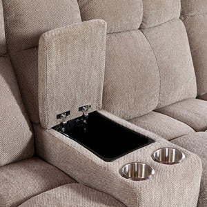 English Elm Liyasi Dual OKIN Motor Power Recliner Sofa with Infinite Lock, Fabric Cover, Cup Holders, 300lb Capacity W820P216826