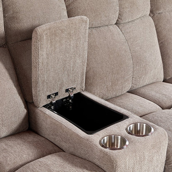 English Elm Liyasi Dual OKIN Motor Power Recliner Sofa with Infinite Lock, Fabric Cover, Cup Holders, 300lb Capacity W820P216826