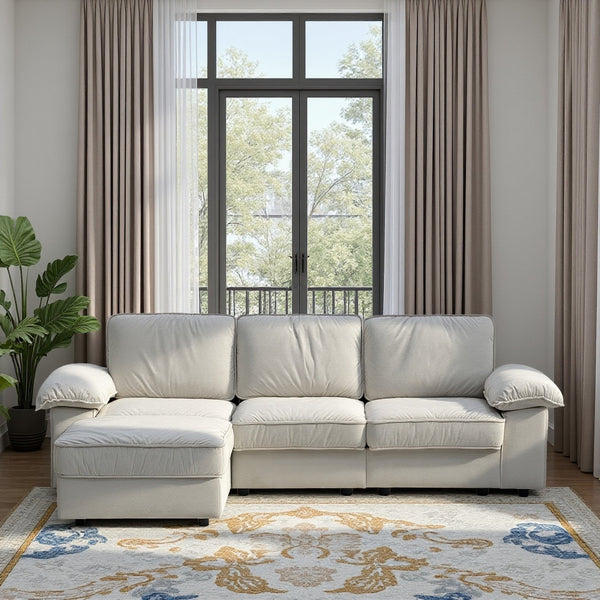 English Elm Fx-P20M-3S0-Cw Modern L-Shaped Sectional Sofa With Ottoman, Deep Comfort & Hidden Storage For Homes W576S00229