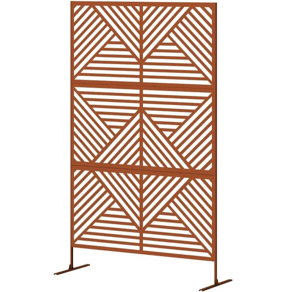 English Elm Metal Powder Coated Steel Trellis Screen Three Panel Rhombus Patio Garden Divider T3971P421200