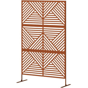 English Elm Metal Powder Coated Steel Trellis Screen Three Panel Rhombus Patio Garden Divider T3971P421200