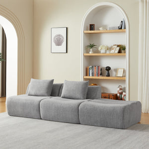 English Elm Oversized Compressed 3-Seater Sofa in Chenille Fabric — No Assembly, Space-Saving Comfort for Homes Grey W2339S00057