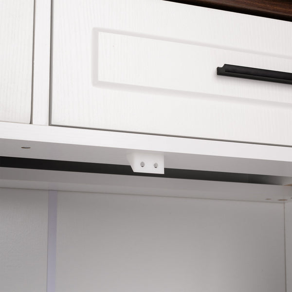 English Elm 63" Fluted Sideboard Buffet Cabinet with Coffee Bar Storage, 4 Doors 3 Drawers, Smooth Silent Slides White W2917P319113