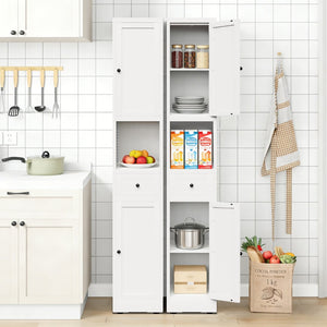 English Elm 71 Inch Freestanding Metal Storage Cabinet Five Tier Narrow Pantry Organizer White W2735P428814