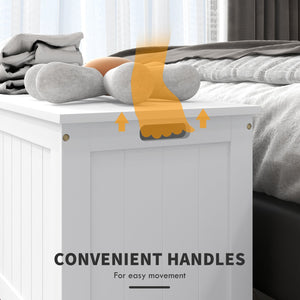 English Elm HOMCOM Spacious 39.4" Wooden Storage Chest with Safety Hinges, Sturdy Seat, Handles, 352 lb Cap. White W2225P173961