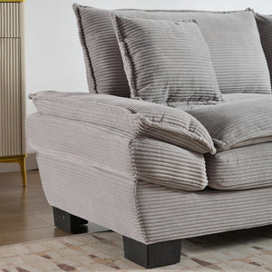 English Elm Corduroy Modern Sofa Sleeper Loveseat with Double-Layer Cushions, Two Pillows, Sturdy Frame 84" LIGHT GREY W676P227345