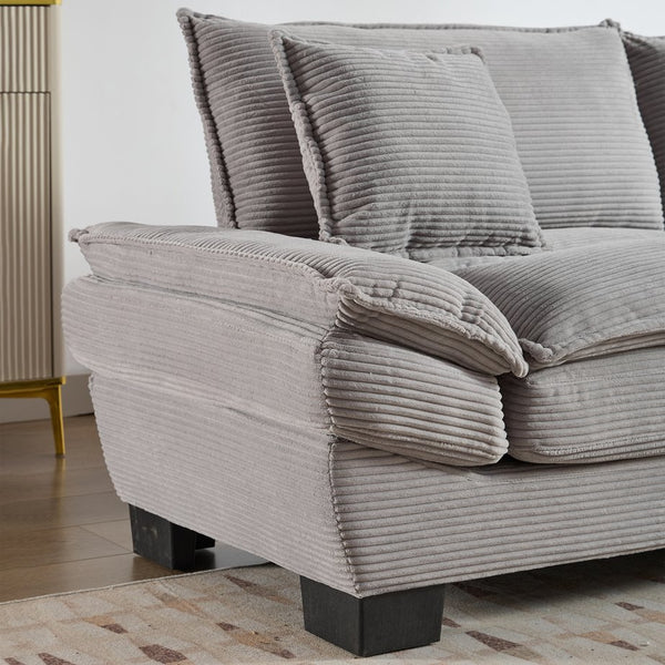 English Elm Corduroy Modern Sofa Sleeper Loveseat with Double-Layer Cushions, Two Pillows, Sturdy Frame 84" LIGHT GREY W676P227345