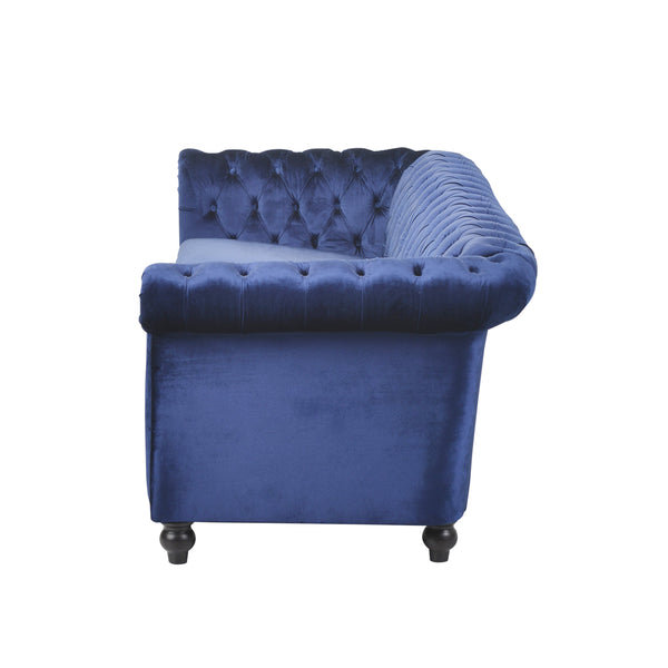 English Elm Christopher Knight Home® - 3 Seater Chesterfield Sofa with Button Tufted Diamond Stitch, Nailhead Accents & Scrolled Arms - Low Profile Blue N771P262584U