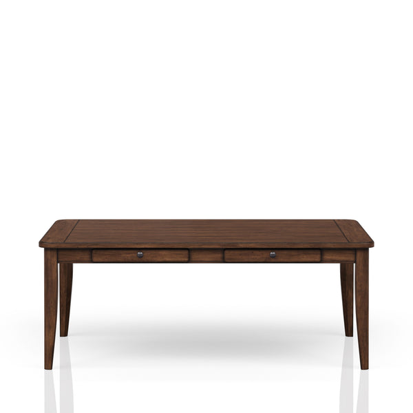 English Elm Casual 78" Solid Wood & MDF Dining Table with Four Storage Drawers, Brown Finish, Transitional Style B2699P218281