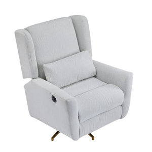 English Elm Christopher Knight Home® - Power Boucle Swivel Recliner Chair with 360° Metal Star Base, Electric Lift, Ergonomic Padded Backrest, Adjustable Footrest, Easy Assembly Gold,LIGHT GREY N771P298185D