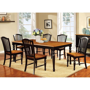 English Elm Simple Wooden Dining Chairs Set of 2 Antique Oak Finish Turned Black Legs Country Warm B011P491067