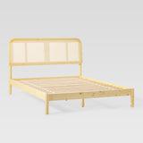 Queen Platform Bed with Rattan Headboard Insert Natural NRUB5CNA Walker Edison