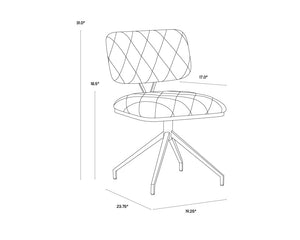Sunpan Virtu Swivel Dining Chair Set of 2 - Elegant Compact Design with Stylish Tufted Seatback and Frame Bravo Cognac