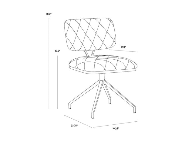 Sunpan Virtu Swivel Dining Chair Set of 2 - Elegant Compact Design with Stylish Tufted Seatback and Frame Bravo Cognac