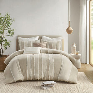 English Elm Full/Queen Boho Striped Cotton Duvet Cover Set with Clip Jacquard Trim, OEKO-TEX, Machine Washable B035P217803