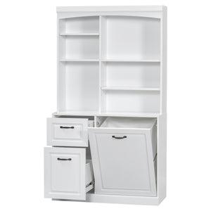 English Elm Bathroom Tall Storage Cabinet with Tilt-Out Hamper, 70.9" Linen Tower, 2 Drawers, Adjustable Shelves, White Finish N725P278420K