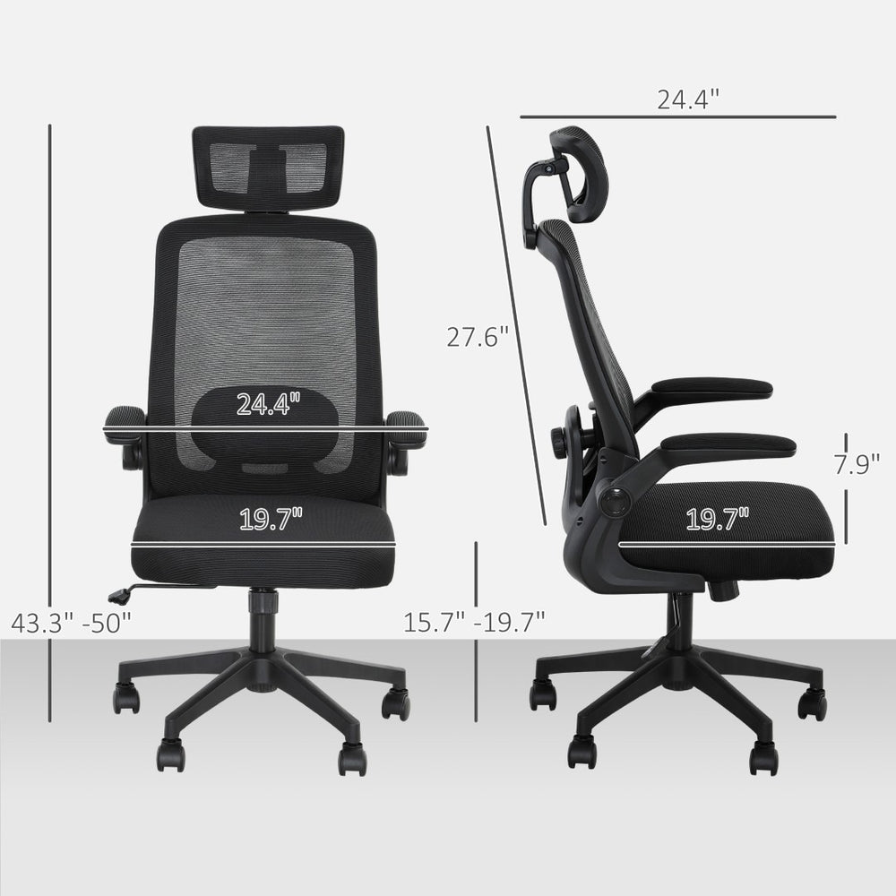 English Elm Ergonomic Mesh Office Chair with Flip up Arms Adjustable Lumbar and Swivel Base T3971P411123