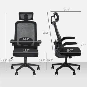 English Elm Ergonomic Mesh Office Chair with Flip up Arms Adjustable Lumbar and Swivel Base T3971P411123